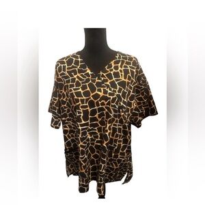 Print uniform scrub top short sleeve